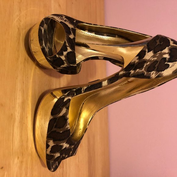 unique vintage style Leopard print gold platform - Picture 7 of 13